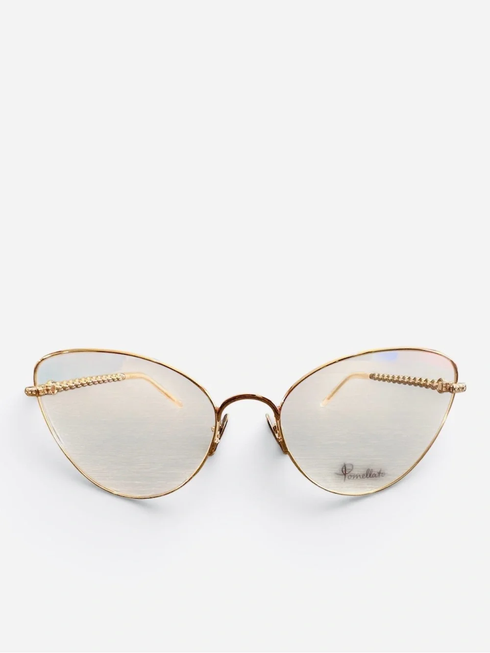 Pomellato Eyeglasses PM0104 Metal Gold Cat Eye Swarovski Stone 58-140 Authentic